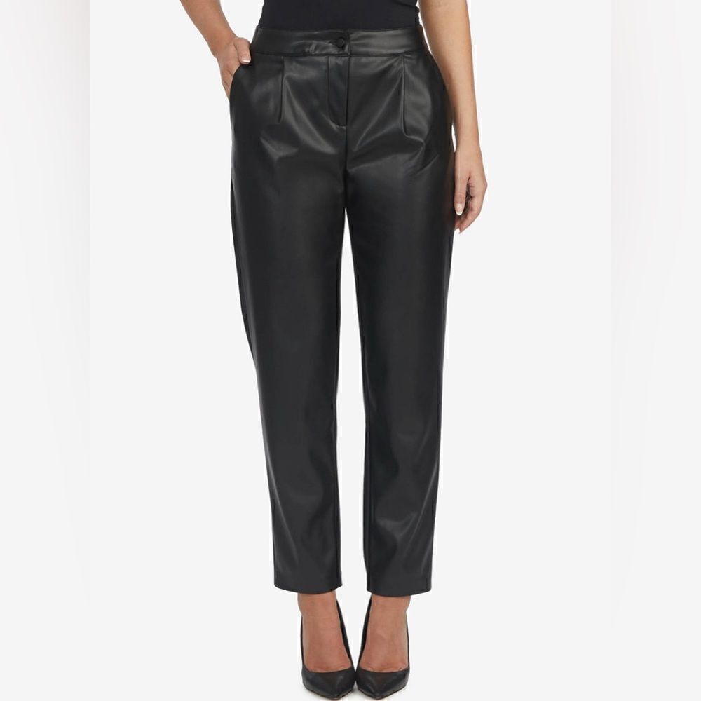 082 New Ellen Tracy Women's Faux Leather Pull On Pants Size XL